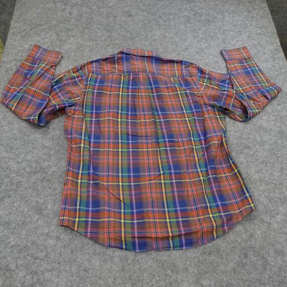 Bugatchi Uomo Button Up Shirt Mens Large Orange Long Sleeve Classic Fit Check - Picture 12 of 13